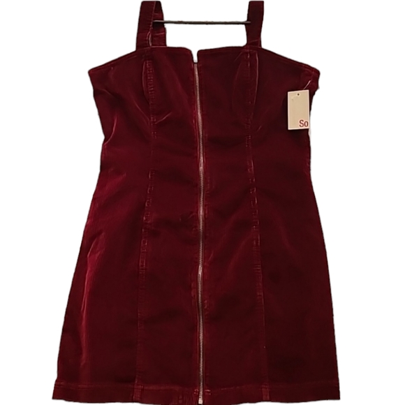 SO BRAND WOMENS JUNIOR PLUS BEAUTIFUL BURGUNDY CORDOROY JUMPER/PENAFORE XXL - Picture 1 of 16